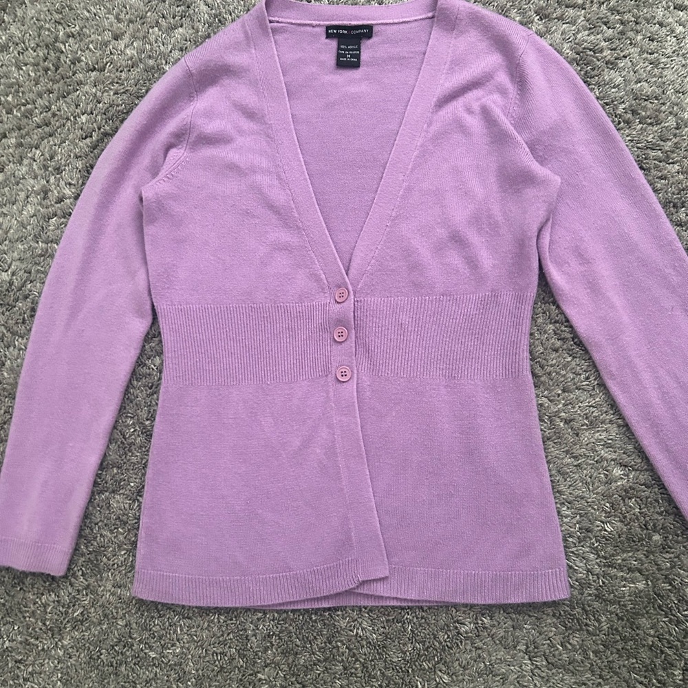 New York & Company Purple Cardigan